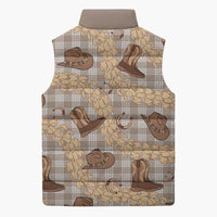 Khaki Palaka Hawaii Cowboy Sleeveless Puffer Jacket Puakenikeni Lei Paniolo Papale Seamless Vibes - Polynesian Pride