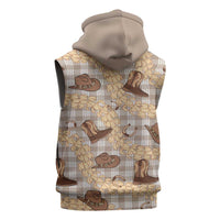 Khaki Palaka Hawaii Cowboy Sleeveless Zip Hoodie Puakenikeni Lei Paniolo Papale Seamless Vibes LT14 - Polynesian Pride