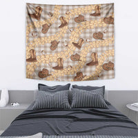 Khaki Palaka Hawaii Cowboy Tapestry Puakenikeni Lei Paniolo Papale Seamless Vibes - Polynesian Pride