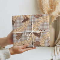 Khaki Palaka Hawaii Cowboy Wrapping Paper Puakenikeni Lei Paniolo Papale Seamless Vibes - Polynesian Pride