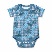 Cyan Palaka Hawaii Cowboy Baby Onesie Puakenikeni Lei Paniolo Papale Seamless Vibes