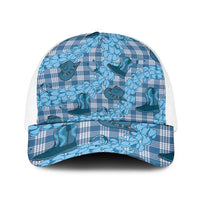 Cyan Palaka Hawaii Cowboy Baseball Net Cap Puakenikeni Lei Paniolo Papale Seamless Vibes - Polynesian Pride
