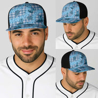 Cyan Palaka Hawaii Cowboy Baseball Net Cap Puakenikeni Lei Paniolo Papale Seamless Vibes - Polynesian Pride
