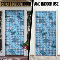 Cyan Palaka Hawaii Cowboy Door Cover Puakenikeni Lei Paniolo Papale Seamless Vibes - Polynesian Pride