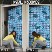 Cyan Palaka Hawaii Cowboy Door Cover Puakenikeni Lei Paniolo Papale Seamless Vibes - Polynesian Pride