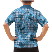 Cyan Palaka Hawaii Cowboy Family Matching Mermaid Dress and Hawaiian Shirt Puakenikeni Lei Paniolo Papale Seamless Vibes LT14 - Polynesian Pride