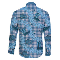 Cyan Palaka Hawaii Cowboy Family Matching Short Sleeve Bodycon Dress and Hawaiian Shirt Puakenikeni Lei Paniolo Papale Seamless Vibes LT14 - Polynesian Pride