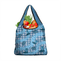 Cyan Palaka Hawaii Cowboy Grocery Bag Puakenikeni Lei Paniolo Papale Seamless Vibes - Polynesian Pride