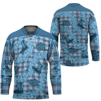 Cyan Palaka Hawaii Cowboy Hockey Jersey Puakenikeni Lei Paniolo Papale Seamless Vibes LT14 - Polynesian Pride