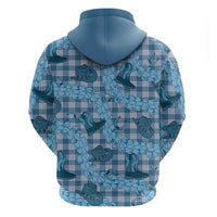Cyan Palaka Hawaii Cowboy Hoodie Puakenikeni Lei Paniolo Papale Seamless Vibes LT14 - Polynesian Pride