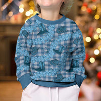 Cyan Palaka Hawaii Cowboy Kid Ugly Christmas Sweater Puakenikeni Lei Paniolo Papale Seamless Vibes LT14 - Polynesian Pride