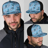 Cyan Palaka Hawaii Cowboy Mesh Trucker Cap Puakenikeni Lei Paniolo Papale Seamless Vibes - Polynesian Pride