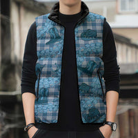 Cyan Palaka Hawaii Cowboy Sleeveless Puffer Jacket Puakenikeni Lei Paniolo Papale Seamless Vibes - Polynesian Pride