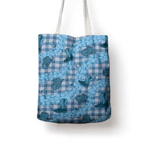 Cyan Palaka Hawaii Cowboy Tote Bag Puakenikeni Lei Paniolo Papale Seamless Vibes - Polynesian Pride
