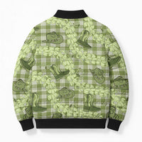 Lime Palaka Hawaii Cowboy Bomber Puffer Jacket Puakenikeni Lei Paniolo Papale Seamless Vibes - Polynesian Pride