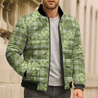 Lime Palaka Hawaii Cowboy Bomber Puffer Jacket Puakenikeni Lei Paniolo Papale Seamless Vibes - Polynesian Pride