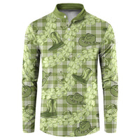 Lime Palaka Hawaii Cowboy Button Sweatshirt Puakenikeni Lei Paniolo Papale Seamless Vibes - Polynesian Pride