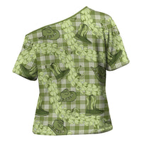 Lime Palaka Hawaii Cowboy Cross Shoulder Shirt Puakenikeni Lei Paniolo Papale Seamless Vibes - Polynesian Pride