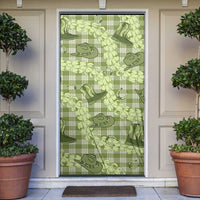 Lime Palaka Hawaii Cowboy Door Cover Puakenikeni Lei Paniolo Papale Seamless Vibes - Polynesian Pride