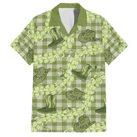 Lime Palaka Hawaii Cowboy Family Matching Off The Shoulder Long Sleeve Dress and Hawaiian Shirt Puakenikeni Lei Paniolo Papale Seamless Vibes - Polynesian Pride
