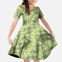 Lime Palaka Hawaii Cowboy Family Matching Off Shoulder Maxi Dress and Hawaiian Shirt Puakenikeni Lei Paniolo Papale Seamless Vibes - Polynesian Pride