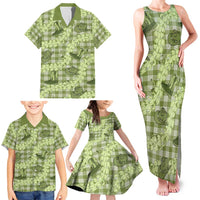 Lime Palaka Hawaii Cowboy Family Matching Tank Maxi Dress and Hawaiian Shirt Puakenikeni Lei Paniolo Papale Seamless Vibes - Polynesian Pride