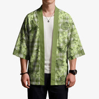 Lime Palaka Hawaii Cowboy Kimono Puakenikeni Lei Paniolo Papale Seamless Vibes - Polynesian Pride