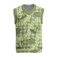 Lime Palaka Hawaii Cowboy Christmas Knitted V-Neck Vest Puakenikeni Lei Paniolo Papale Seamless Vibes - Polynesian Pride