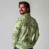 Lime Palaka Hawaii Cowboy Long Sleeve Polo Shirt Puakenikeni Lei Paniolo Papale Seamless Vibes - Polynesian Pride