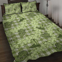 Lime Palaka Hawaii Cowboy Quilt Bed Set Puakenikeni Lei Paniolo Papale Seamless Vibes - Polynesian Pride