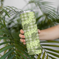 Lime Palaka Hawaii Cowboy Skinny Tumbler Puakenikeni Lei Paniolo Papale Seamless Vibes - Polynesian Pride