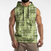 Lime Palaka Hawaii Cowboy Sleeveless Hoodie Puakenikeni Lei Paniolo Papale Seamless Vibes - Polynesian Pride