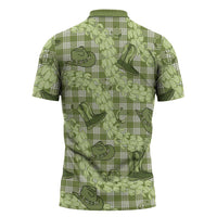 Lime Palaka Hawaii Cowboy Zipper Polo Shirt Puakenikeni Lei Paniolo Papale Seamless Vibes - Polynesian Pride