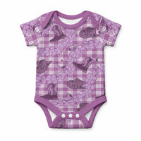 Purple Palaka Hawaii Cowboy Baby Onesie Puakenikeni Lei Paniolo Papale Seamless Vibes