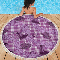 Purple Palaka Hawaii Cowboy Beach Blanket Puakenikeni Lei Paniolo Papale Seamless Vibes - Polynesian Pride