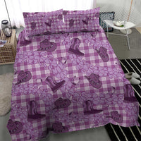 Purple Palaka Hawaii Cowboy Bedding Set Puakenikeni Lei Paniolo Papale Seamless Vibes - Polynesian Pride