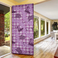 Purple Palaka Hawaii Cowboy Door Cover Puakenikeni Lei Paniolo Papale Seamless Vibes - Polynesian Pride