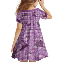 Purple Palaka Hawaii Cowboy Family Matching Long Sleeve Bodycon Dress and Hawaiian Shirt Puakenikeni Lei Paniolo Papale Seamless Vibes LT14 - Polynesian Pride