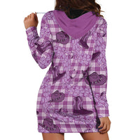 Purple Palaka Hawaii Cowboy Hoodie Dress Puakenikeni Lei Paniolo Papale Seamless Vibes - Polynesian Pride