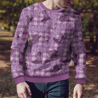 Purple Palaka Hawaii Cowboy Ugly Christmas Sweater Puakenikeni Lei Paniolo Papale Seamless Vibes - Polynesian Pride