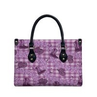 Purple Palaka Hawaii Cowboy Leather Bag Puakenikeni Lei Paniolo Papale Seamless Vibes - Polynesian Pride