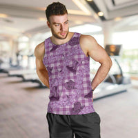 Purple Palaka Hawaii Cowboy Men Tank Top Puakenikeni Lei Paniolo Papale Seamless Vibes - Polynesian Pride