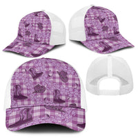 Purple Palaka Hawaii Cowboy Mesh Trucker Cap Puakenikeni Lei Paniolo Papale Seamless Vibes - Polynesian Pride