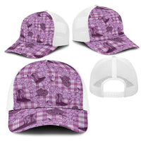 Purple Palaka Hawaii Cowboy Mesh Trucker Cap Puakenikeni Lei Paniolo Papale Seamless Vibes - Polynesian Pride