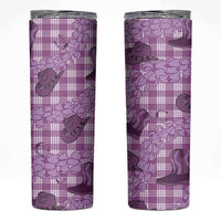 Purple Palaka Hawaii Cowboy Skinny Tumbler Puakenikeni Lei Paniolo Papale Seamless Vibes - Polynesian Pride