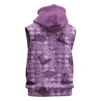 Purple Palaka Hawaii Cowboy Sleeveless Hoodie Puakenikeni Lei Paniolo Papale Seamless Vibes - Polynesian Pride