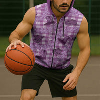 Purple Palaka Hawaii Cowboy Sleeveless Zip Hoodie Puakenikeni Lei Paniolo Papale Seamless Vibes LT14 - Polynesian Pride