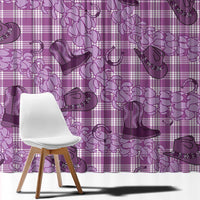 Purple Palaka Hawaii Cowboy Window Curtain Puakenikeni Lei Paniolo Papale Seamless Vibes - Polynesian Pride