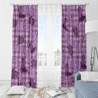 Purple Palaka Hawaii Cowboy Window Curtain Puakenikeni Lei Paniolo Papale Seamless Vibes - Polynesian Pride