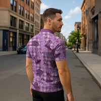Purple Palaka Hawaii Cowboy Zipper Polo Shirt Puakenikeni Lei Paniolo Papale Seamless Vibes - Polynesian Pride